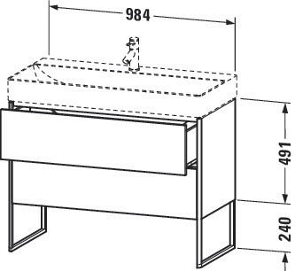 Duravit XSquare Waschtischunterbau 984x731x460 mm mit Fußgestell, s-matt und Ahorn