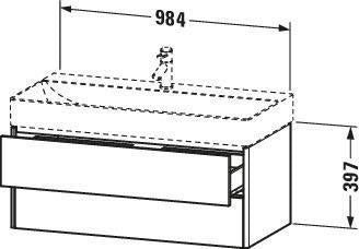 Duravit XSquare Waschtischunterbau 984 mm Eiche Schwarz mit 2 Schubkästen und Tip-On-Technik