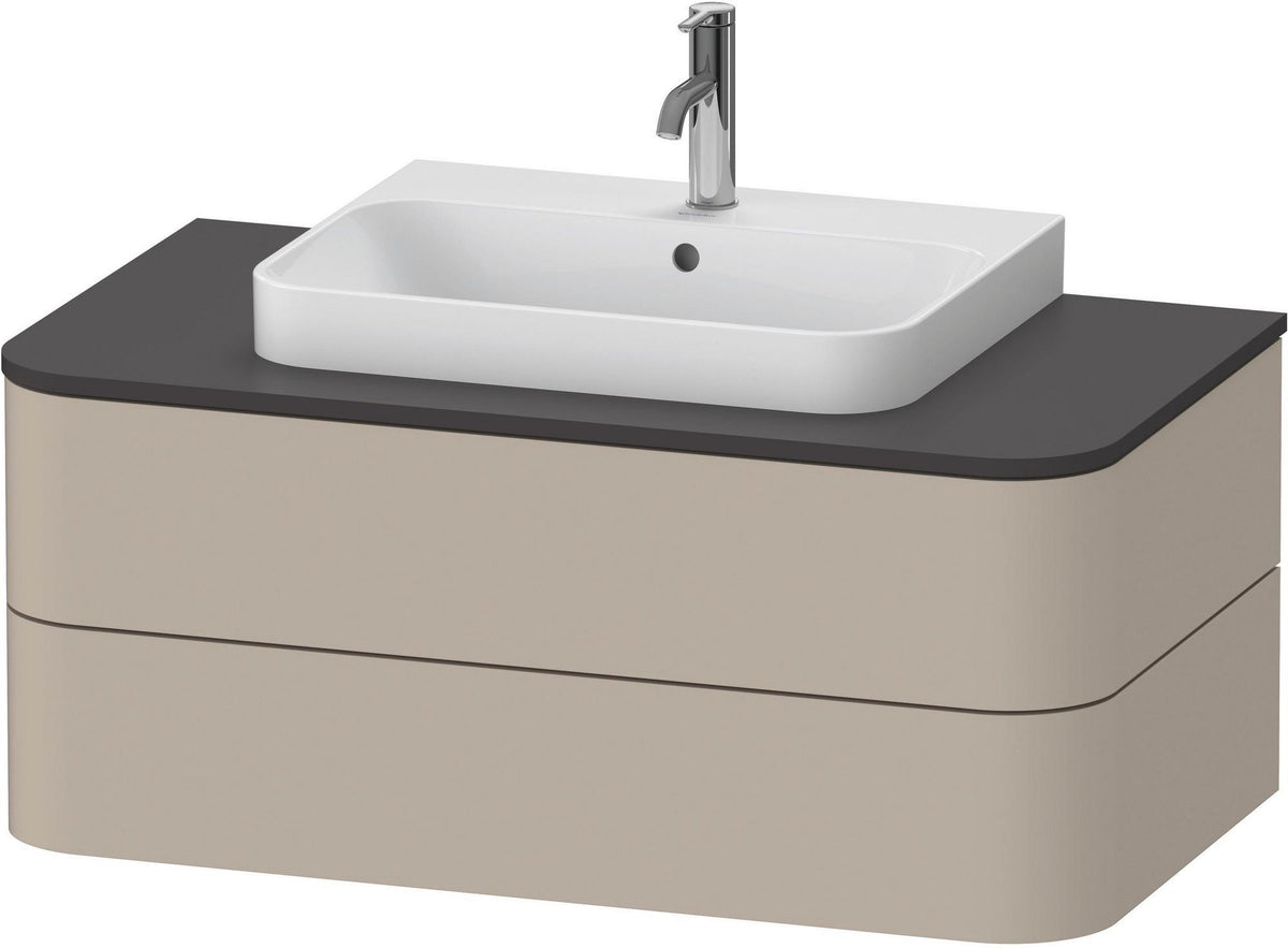 Duravit Happy D.2 Konsolenwaschtischunterbau 1000 mm taupe supermatt mit Tip-On-Technik und LED-Innenbeleuchtung
