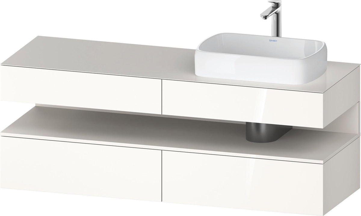Duravit Qatego Konsolenwaschtischunterbau 1600 mm Weiß Hochglanz mit Eiche Schwarz Nische