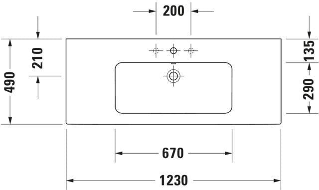 DURAVIT ME by Starck Möbelwaschtisch 1230 mm Weiß Seidenmatt mit Überlauf und 1 Hahnloch