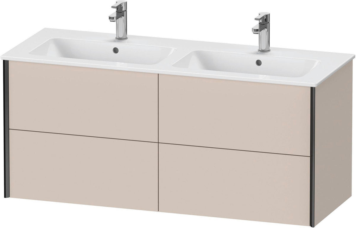 Duravit XViu Waschtischunterbau wandhängend 1280 mm, 4 Schubkästen, champagner matt/weiß matt