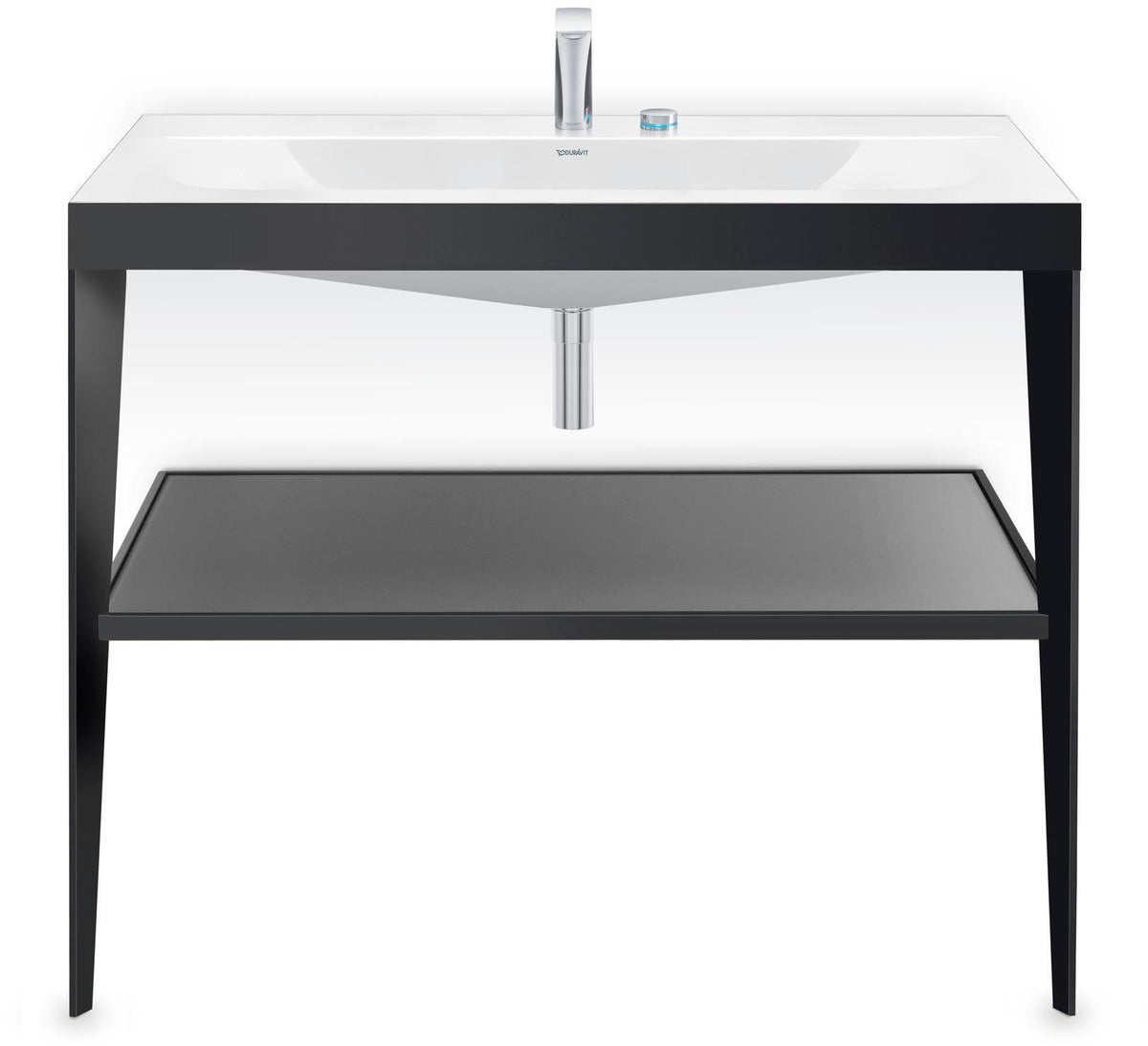Duravit XViu c-bonded Waschtischset 1000 mm mit Metallkonsole, weiß hochglanz / schwarz matt – inkl. Waschschüssel