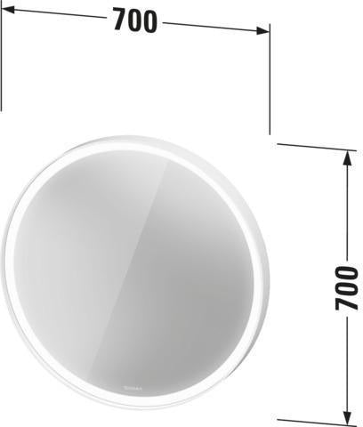 DURAVIT L-Cube LED-Spiegel 700 mm rund mit Sensor, Dimmfunktion und Spiegelheizung