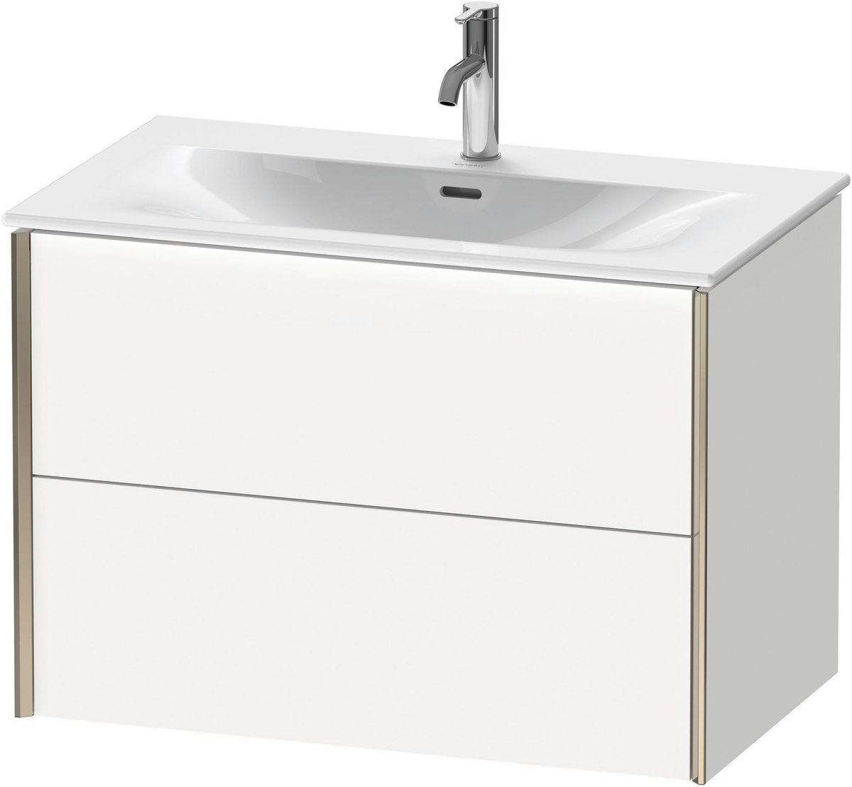 Duravit XViu Waschtischunterbau wandhängend 810 mm, 2 Schubkästen, champagner matt/weiß matt