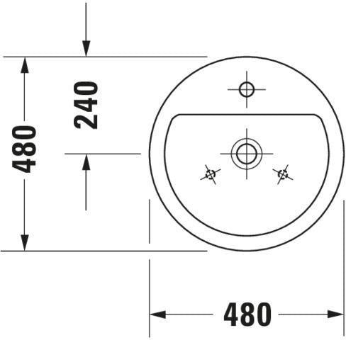 DURAVIT Aufsatzbecken Starck 1 480 mm mit Überlauf, Hahnlochbank, weiß geschliffen