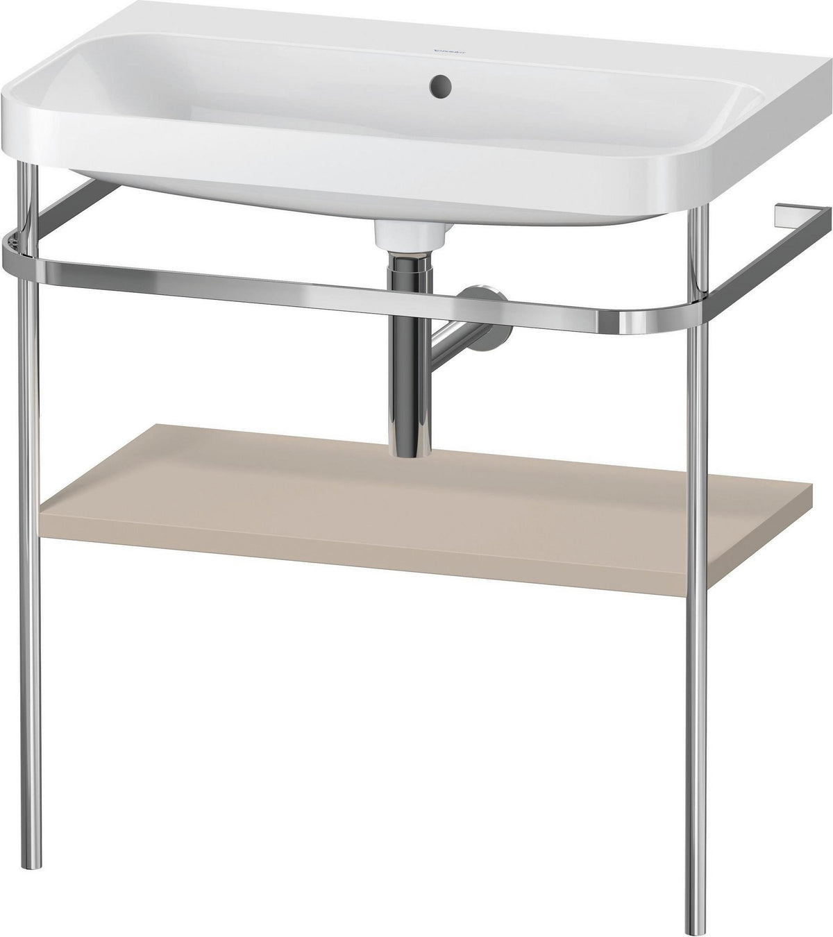 DURAVIT Happy D.2 c-shaped Waschtisch-Set 775 mm mit Metallkonsole, taupe seidenmatt
