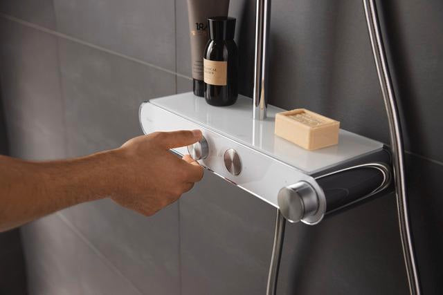 DURAVIT Duschsystem Shower Systems Shelf 1050 mit Thermostat, Kopf- und Handbrause, Chrom Weiß Hochglanz