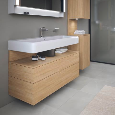 DURAVIT Qatego Hochschrank 400 mm, 2 Türen, weiß Hochglanz, Eiche Schw. Matt