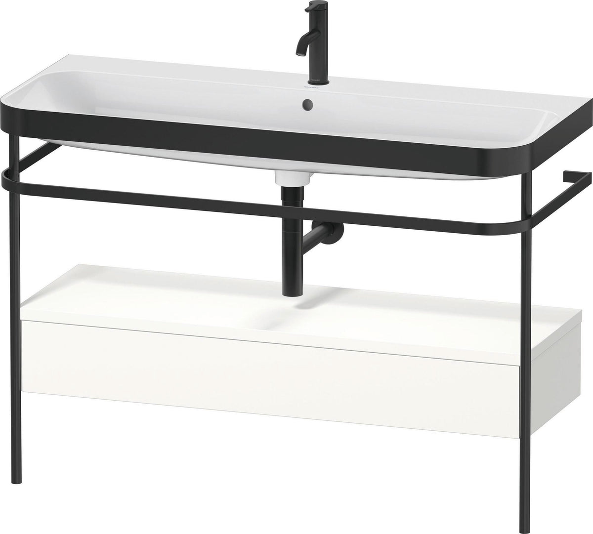 Duravit Happy D.2 c-bonded Waschtischset 1175 mm mit Metallkonsole & Schubkasten in Taupe