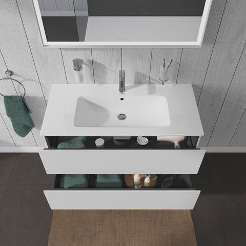 Duravit L-Cube Waschtischunterbau 1020 mm taupe matt – wandhängend, 2 Schubkästen, Tip-On