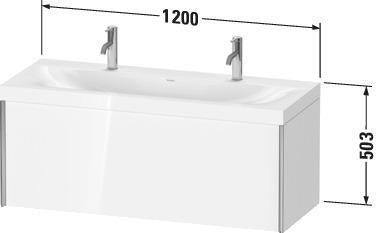 Duravit XViu Möbelwaschtischset 1200 mm mit Unterbau, 1 Hahnloch und Raumsparsiphon