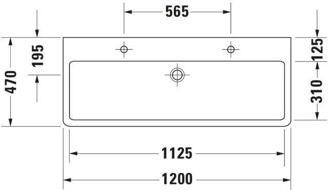DURAVIT Waschtisch Vero 1200 mm mit Überlauf & Hahnlochbank – Weiß, WonderGliss