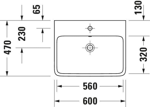 DURAVIT Qatego Waschtisch 600 mm mit Hahnlochbank und Überlauf in Weiß mit HygieneGlaze
