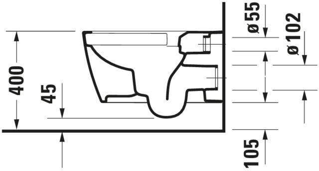 DURAVIT Wand-WC ME by Starck 570 mm spülrandlos mit WonderGliss Weiß