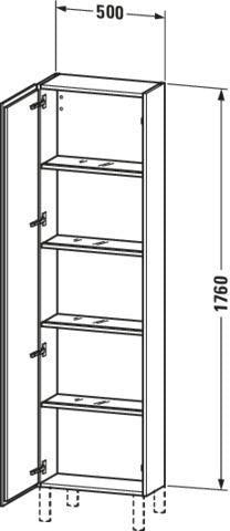 DURAVIT L-Cube Hochschrank 243x500x1760mm, 1 Tür, Anschlag links, schwarz hochglanz