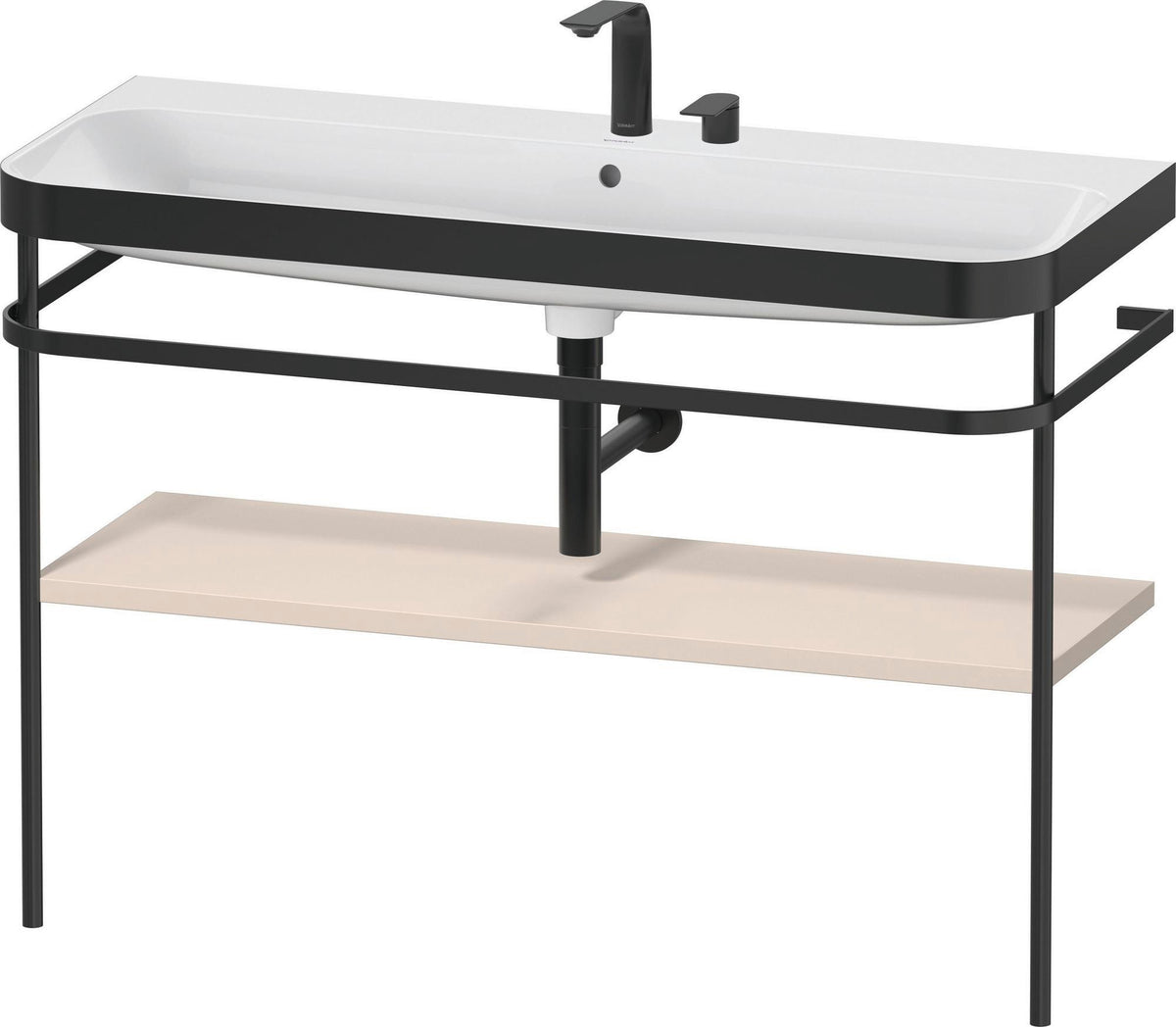 DURAVIT Happy D.2 c-bonded Waschtischset 1175 mm mit Metallkonsole, taupe seidenmatt
