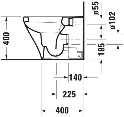 DURAVIT DuraStyle Stand-WC 575 mm Tiefspüler, Abgang waagerecht, WonderGliss, weiß