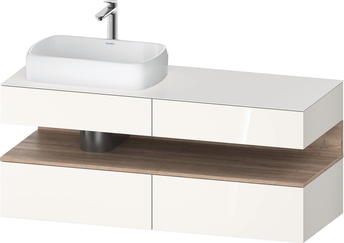 Duravit Qatego Konsolenwaschtischunterbau 1400 mm weiß hochglanz mit Eiche schwarz Nische