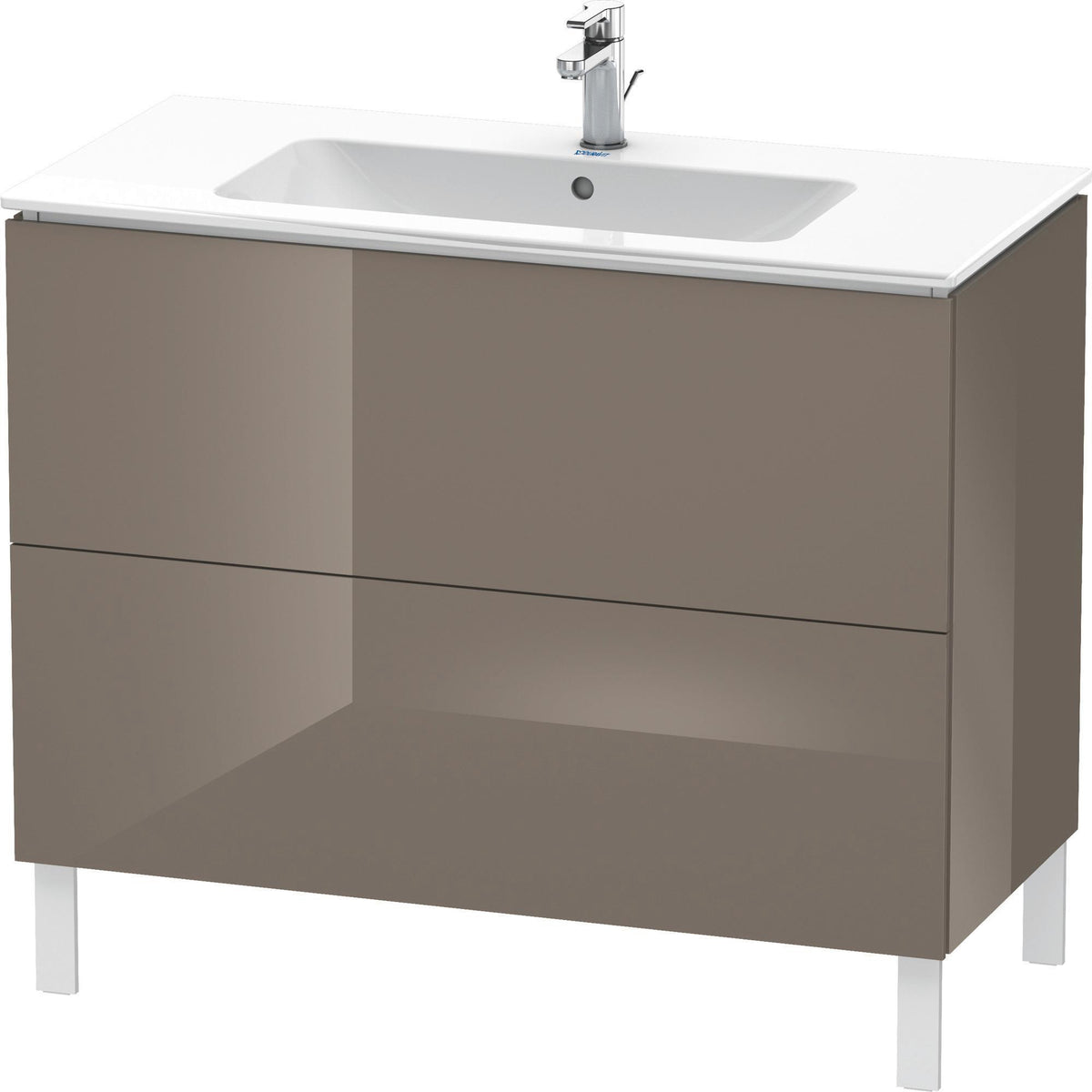 Duravit L-Cube Waschtischunterbau 1020 mm taupe matt, bodenstehend, 2 Auszüge, Tip-On