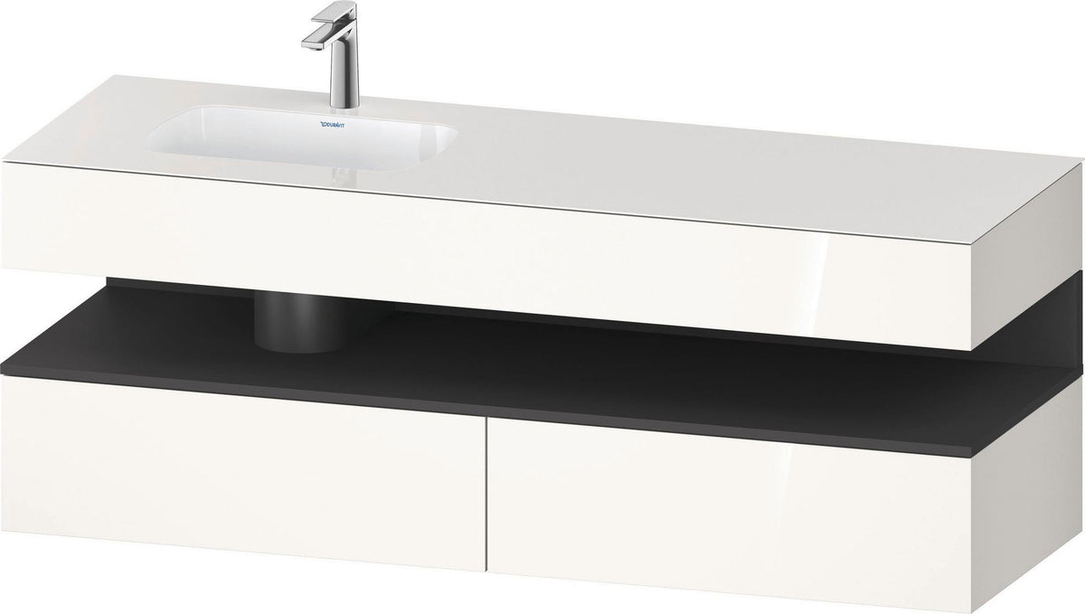 DURAVIT Qatego Studio F. A. Porsche Einbauwaschtisch mit Konsolenwaschtischunterbau 1600 mm Weiß Matt