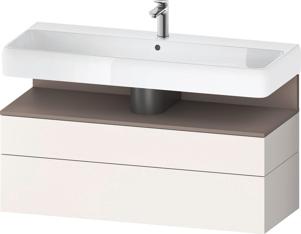 Duravit Qatego Waschtischunterbau 1190 mm – Weiß Matt mit Eiche Schwarz Nische, 1 Auszug, LED