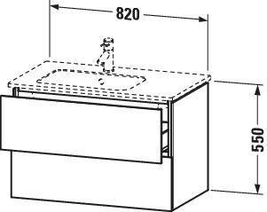 DURAVIT L-Cube Waschtischunterbau 820 mm wandhängend, 2 Schubkästen, Becken links, Amerikanisch Nussbaum