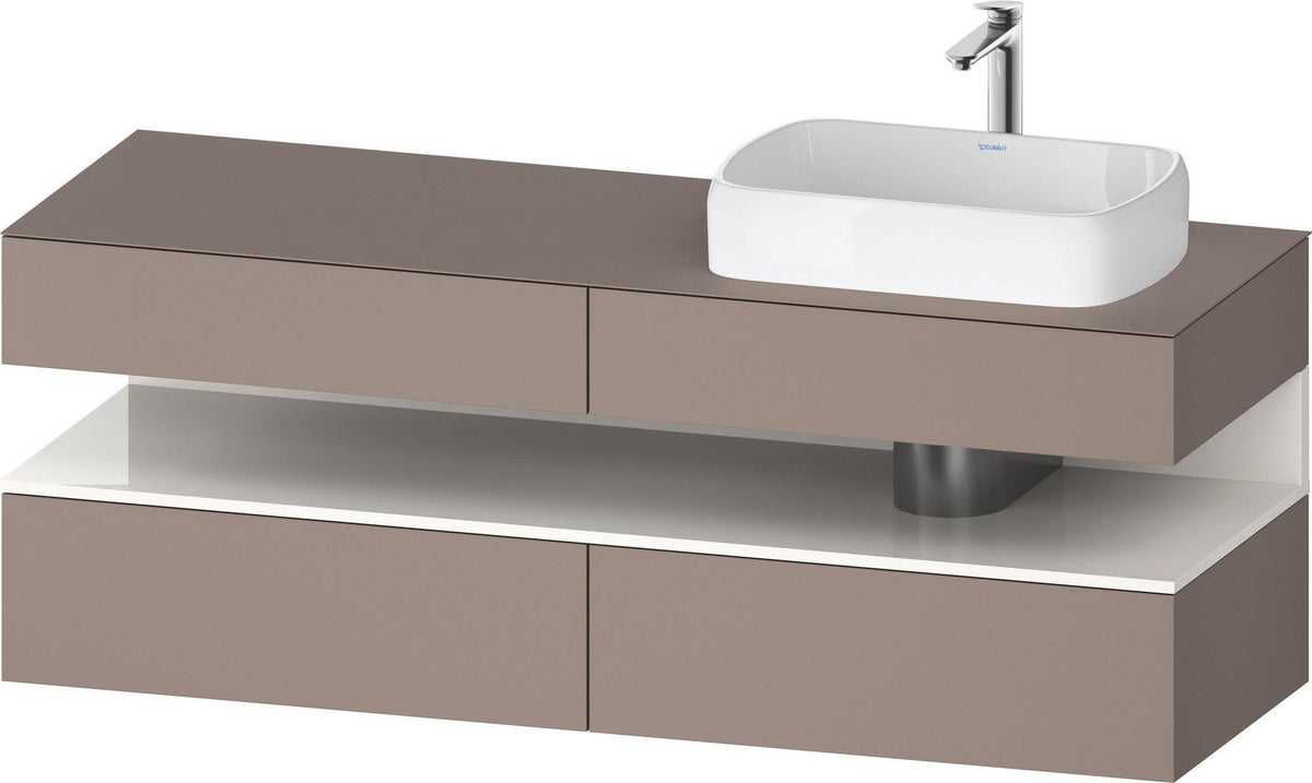 Duravit Qatego Konsolenwaschtischunterbau 1600 mm Weiß Hochglanz mit Eiche Schwarz Nische