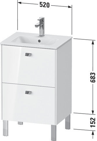 Duravit Waschtischunterbau Brioso Compact 683 mm weiß matt mit chrom Griff