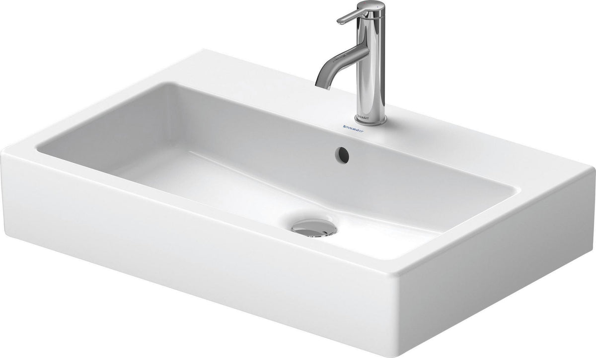 Duravit Waschtisch Vero 700 mm mit Überlauf und Hahnlochbank – Weiß WonderGliss