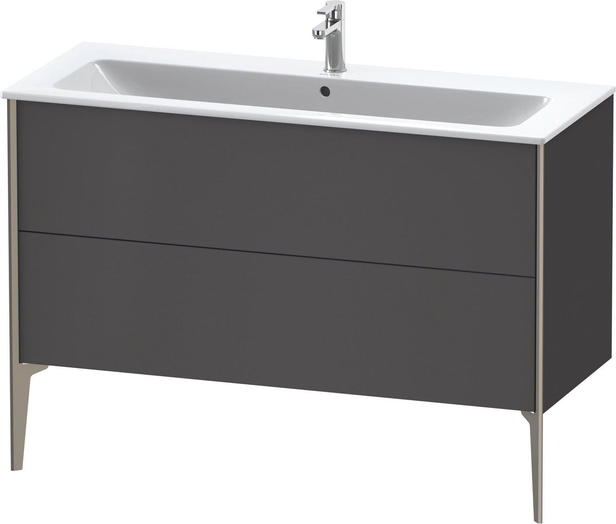 DURAVIT XViu Waschtischunterbau bodenstehend 1210 mm, 2 Auszüge, champagner matt/weiß matt