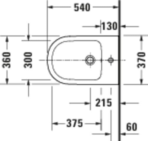 DURAVIT D-Code Wand Bidet 540 mm Weiß mit Überlauf und Hahnlochbank