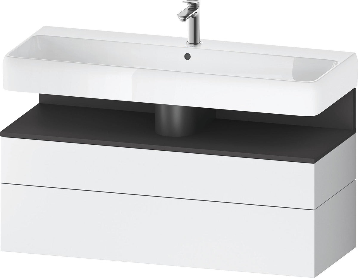 Duravit Qatego Waschtischunterbau 1190 mm – Weiß Matt mit Eiche Schwarz Nische, 1 Auszug, LED