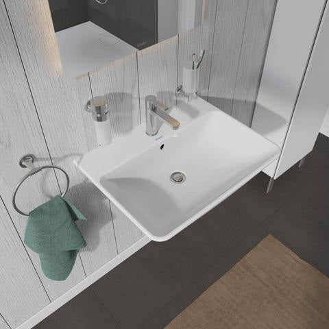 Duravit Waschtisch ME by Starck 650 mm Weiß Seidenmatt mit Überlauf und Hahnlochbank