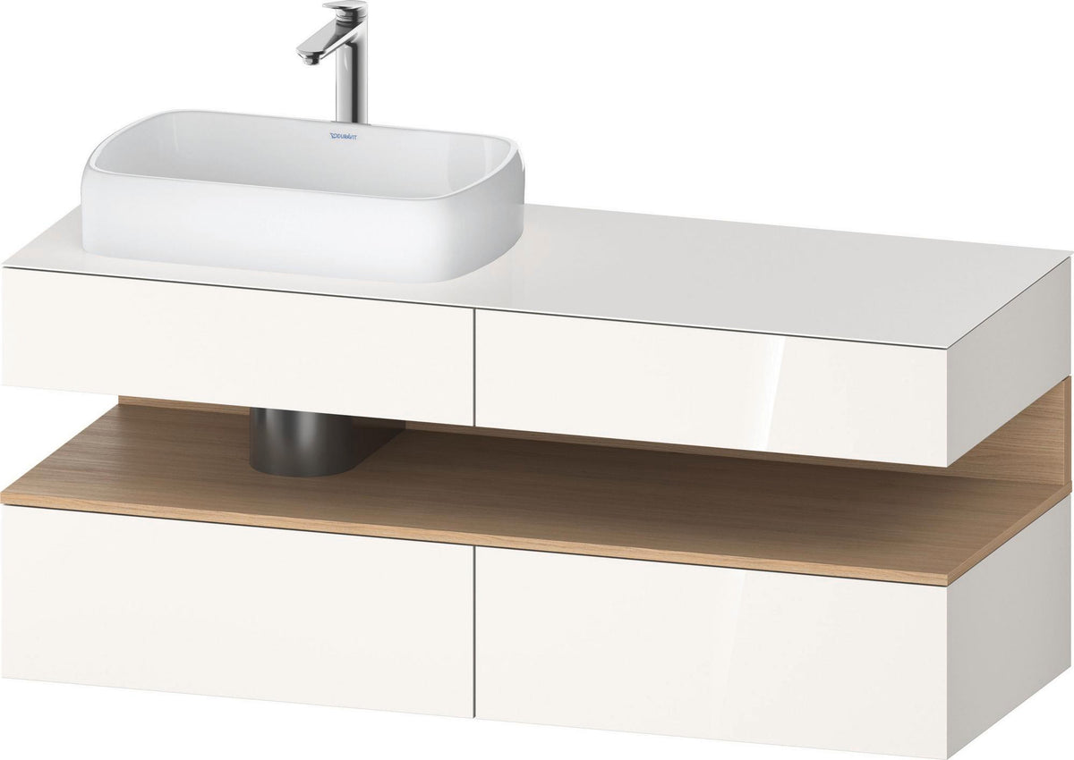 Duravit Qatego Konsolenwaschtischunterbau 1400 mm weiß hochglanz mit Eiche schwarz Nische