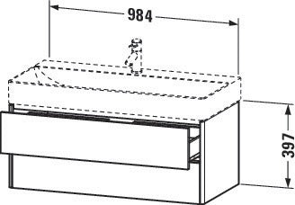 Duravit XSquare Waschtischunterbau 984 mm mit zwei Schubkästen in Steingrau matt