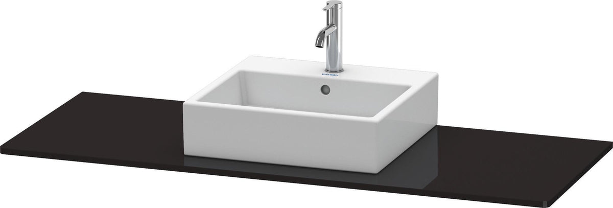 Duravit XSquare Konsole 1400x550mm betongrau matt – 1 Ausschnitt, mit Siphonaussparung