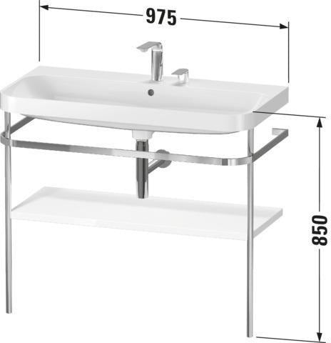 Duravit Happy D.2 c-shaped Waschtischset mit Metallkonsole, 975 mm, Taupe