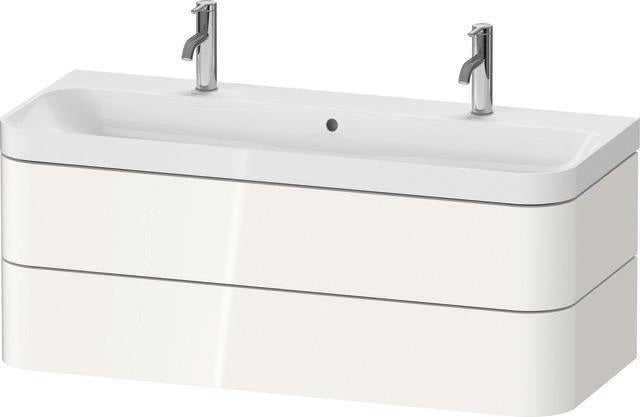 Duravit Waschtischset Happy D.2 Plus 1175 mm Taupe Supermatt mit Möbelwaschtisch und Nussbaum-Einrichtungssystem
