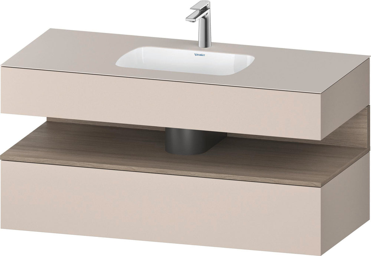 DURAVIT Qatego Einbauwaschtisch mit Konsolenwaschtischunterbau 1200 mm Eiche Terra & Weiß Hochglanz