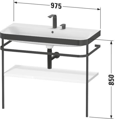 Duravit Happy D.2 c-bonded Waschtischset mit Metallkonsole, 975 mm, Mediterrane Eiche