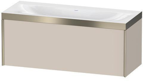 Duravit Waschtischunterbauset XVIU 1200x480mm mit Möbelwaschtisch Viu, Hahnlochbank und Raumsparsiphon