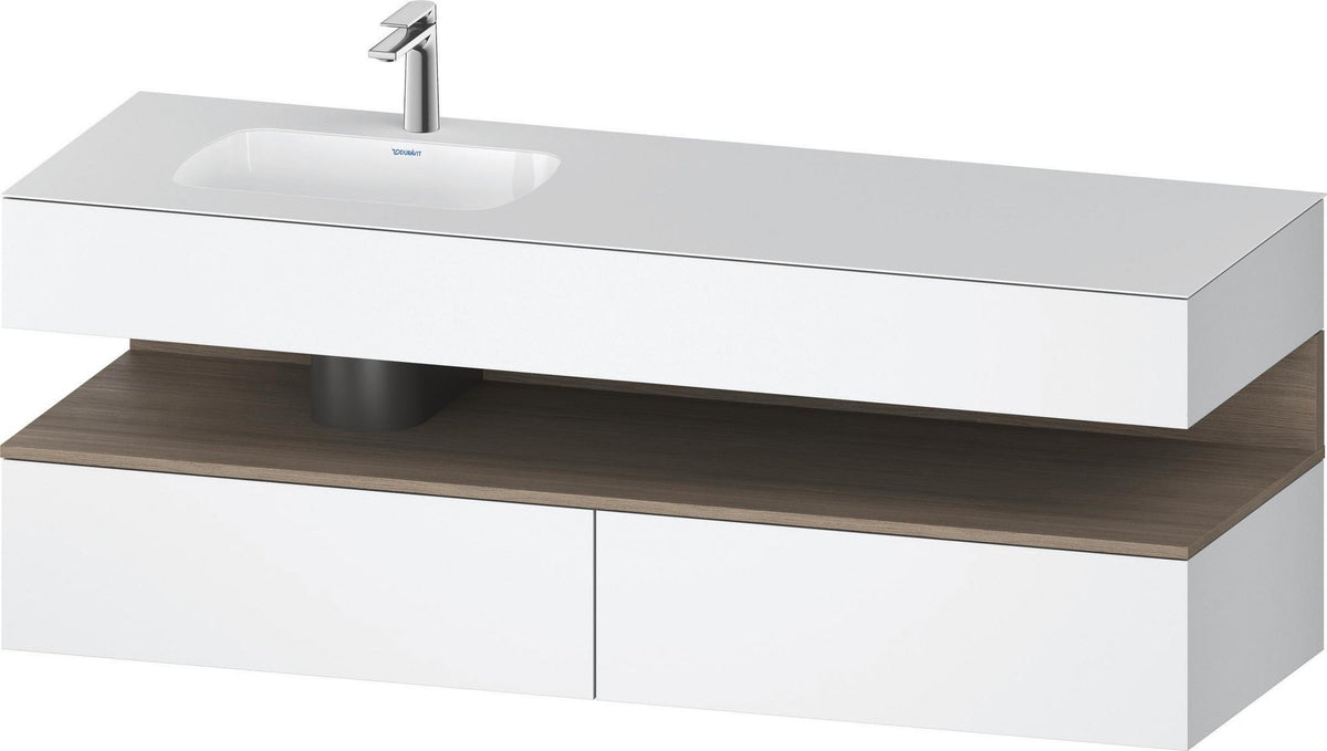 DURAVIT Qatego Einbauwaschtisch mit Konsolenwaschtischunterbau 1600 mm Eiche Terra & Weiß Matt