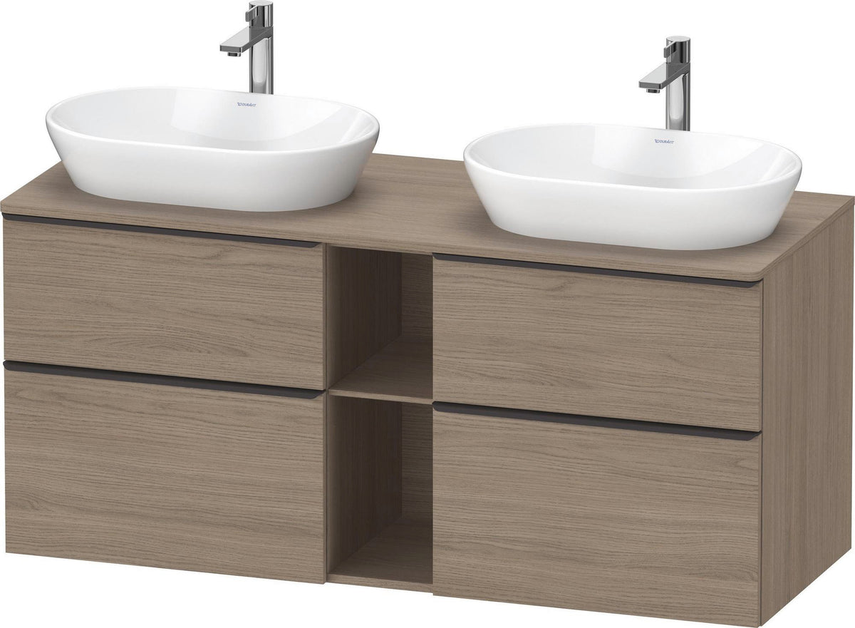Duravit D-Neo Konsolenwaschtischunterbau 1400 mm Eiche Terra Matt, wandhängend, 2 Schubladen