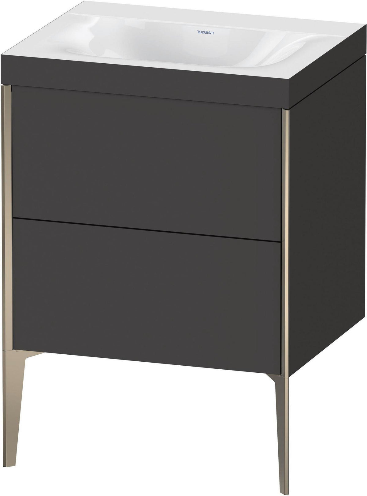 DURAVIT XViu c-bonded Waschtischunterschrank 600 mm, 2 Auszüge, anthrazit, bodenstehend