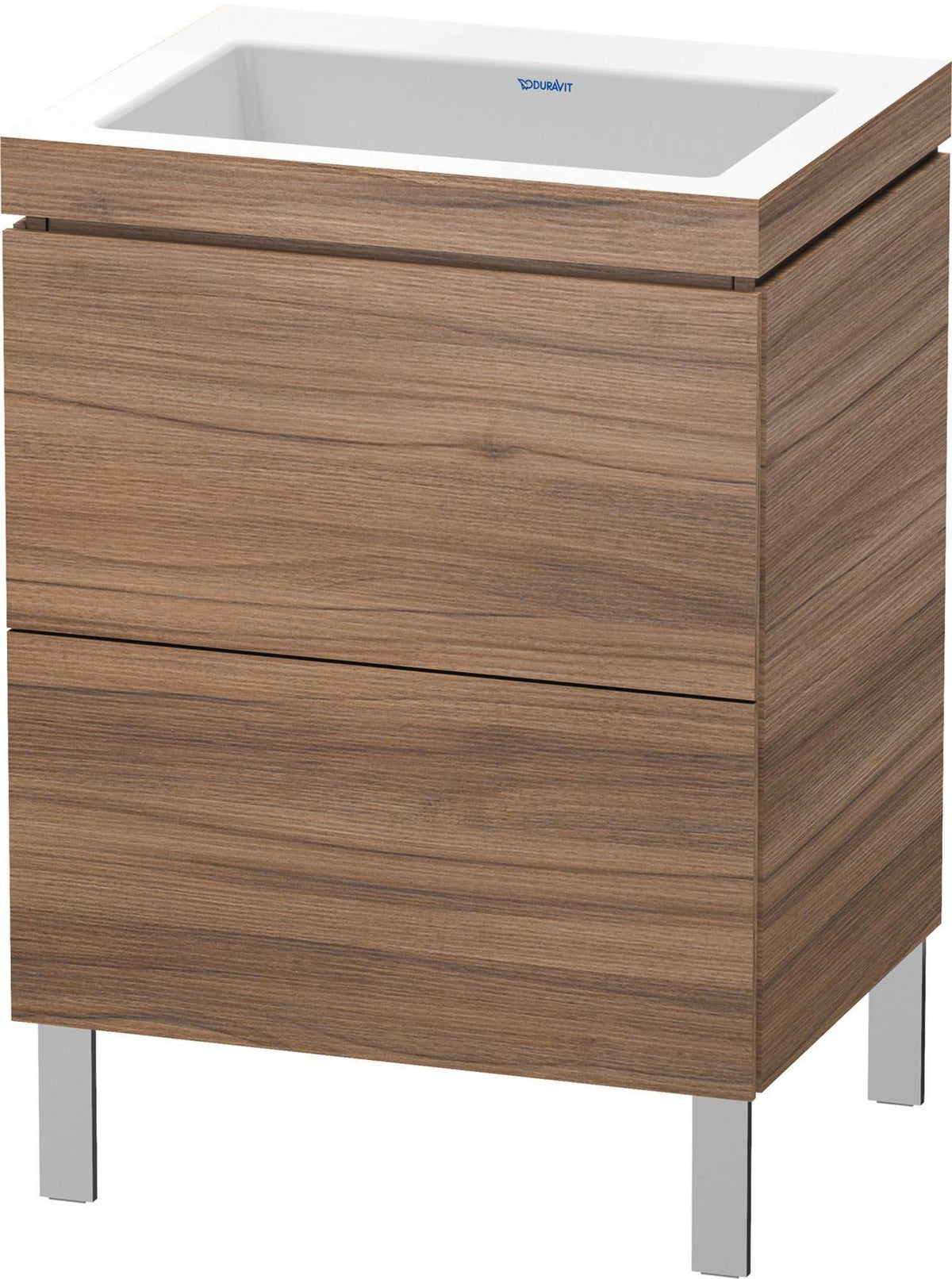 DURAVIT L-Cube c-bonded Waschtischset Nussbaum Natur 600 mm mit 2 Auszügen und Tip-On-Technik
