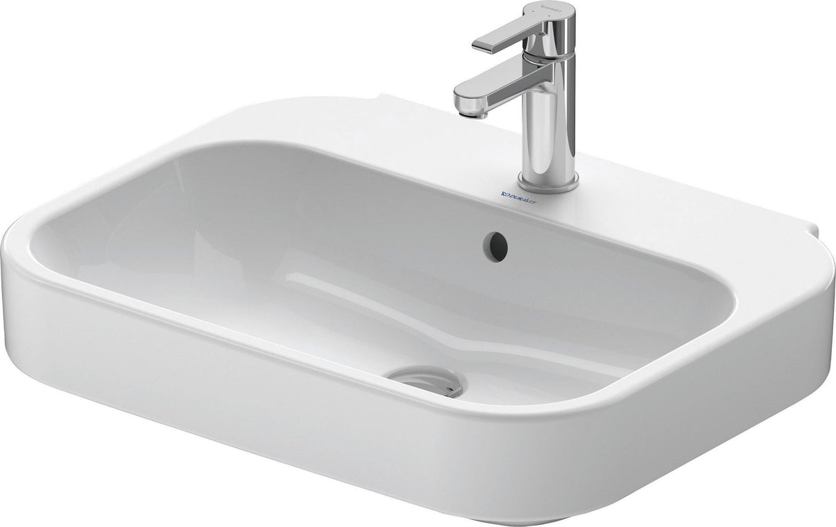 DURAVIT Waschtisch Happy D.2 600 mm weiß mit Überlauf und Hahnlochbank – wandhängend