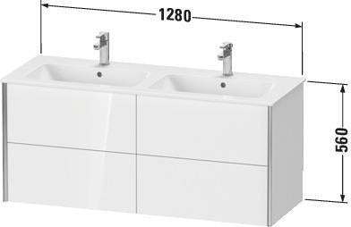Duravit Waschtischunterbau XVIU 1280x560x480mm 4 Schubkästen Pro Compact Chaos matt