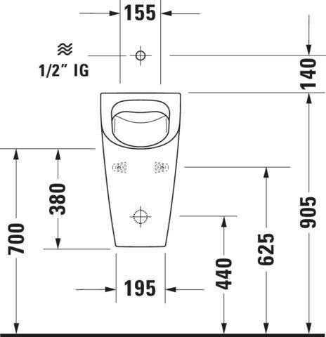 Duravit Urinal ME by Starck RIMLESS 0,5 l Zulauf oben mit Fliege weiß