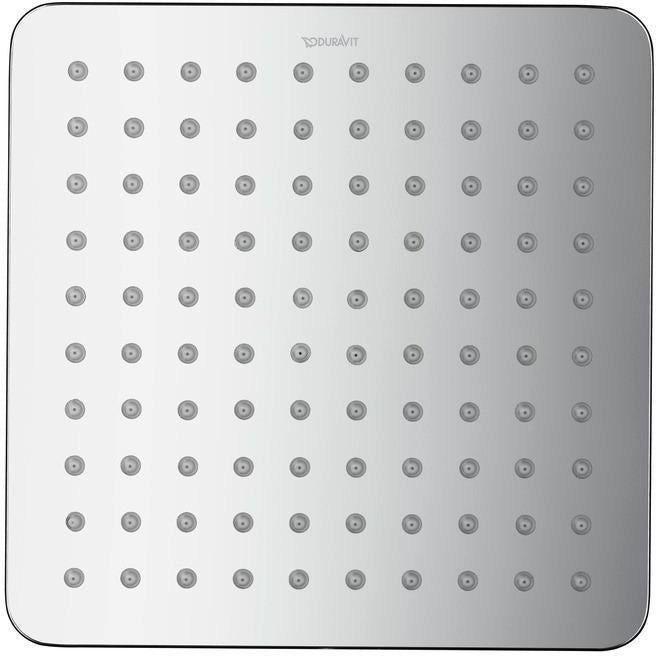 DURAVIT Kopfbrause 200x200mm eckig Chrom Rain – 1 Strahl, Antikalk, Wand- & Deckenmontage
